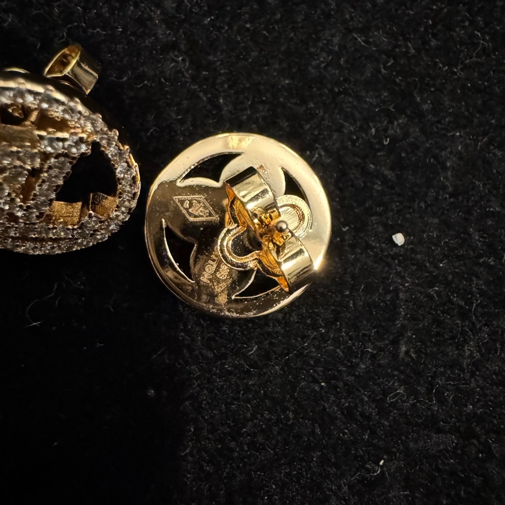 Louis Vuitton Elegant Gold and Silver Crystal Circular Earrings - Picture 5 of 5